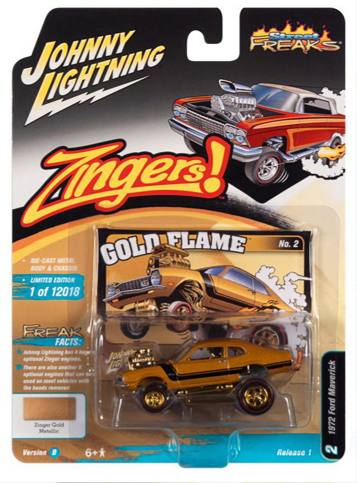 1972 Ford Maverick in Solar Gold Metallic with Black Stripe - Zingers