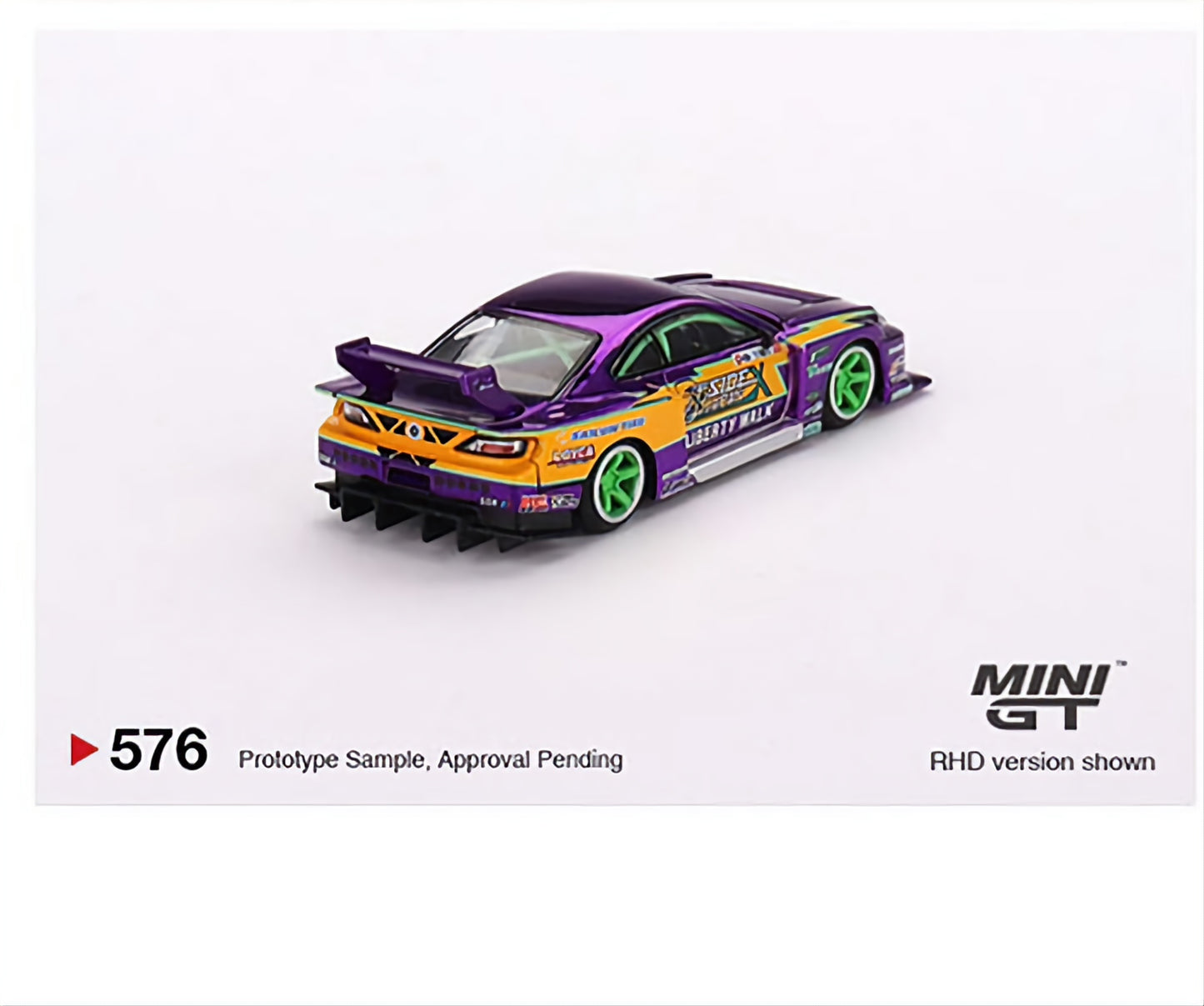 Mini GT 1:64 Nissan S15 SILVIA LB-Super Silhouette #555 2022 Formula Drift Japan – Chrome Purple – Mijo Exclusives