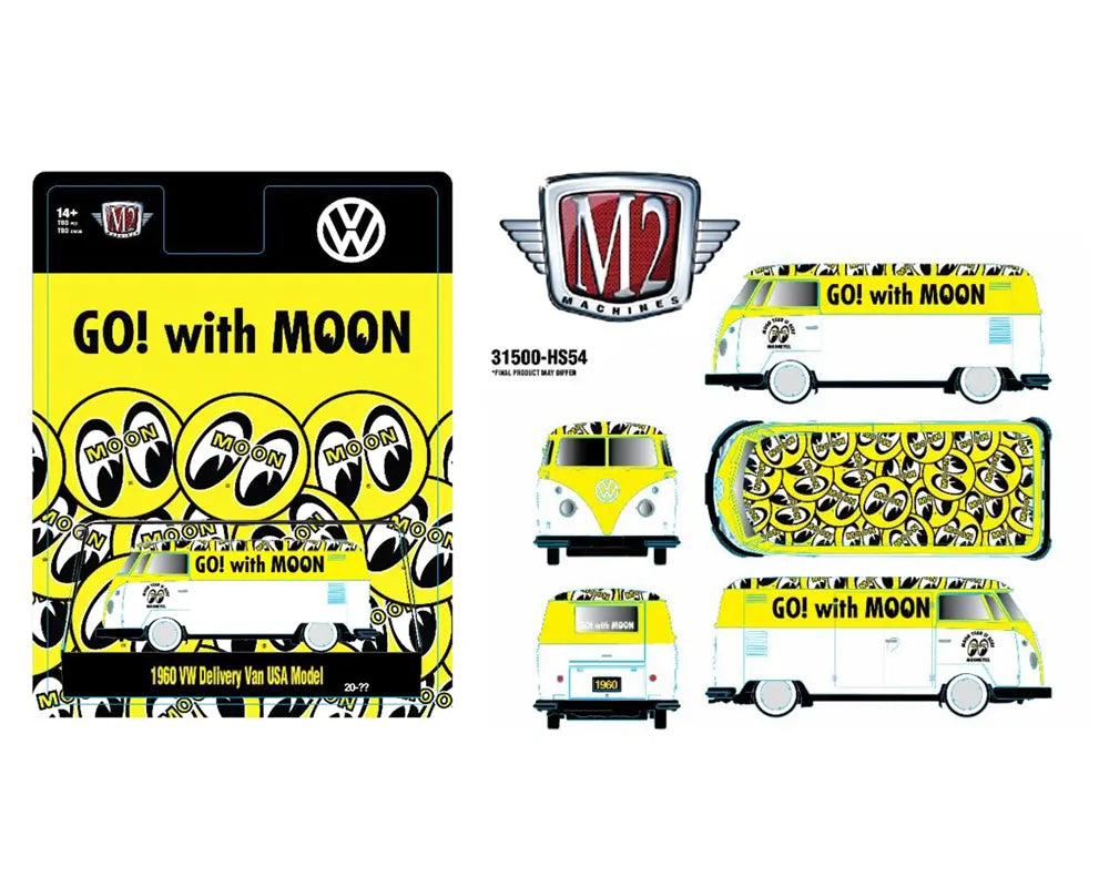 M2 Machines 1:64 1960 Volkswagen Delivery van USA Model Mooneye’s – White- Hobby Exclusive