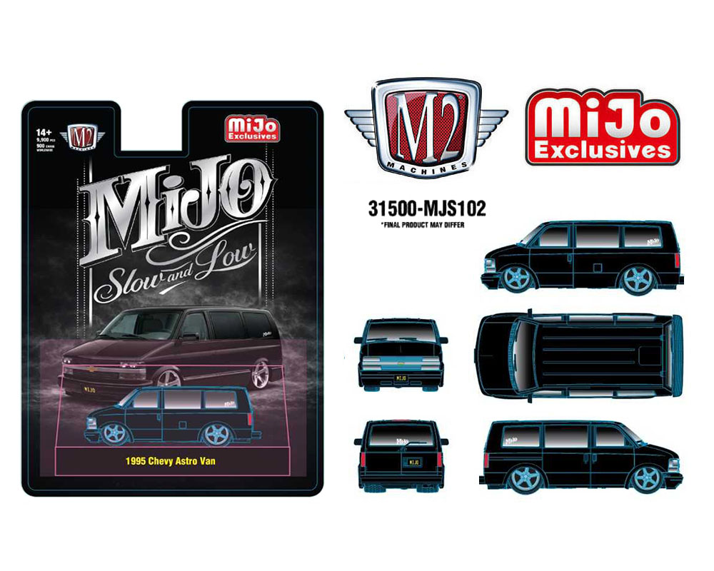 (Preorder) M2 Machines 1:64 1995 Chevrolet Astro Van Custom Slow & Low – Black – MiJo Exclusives