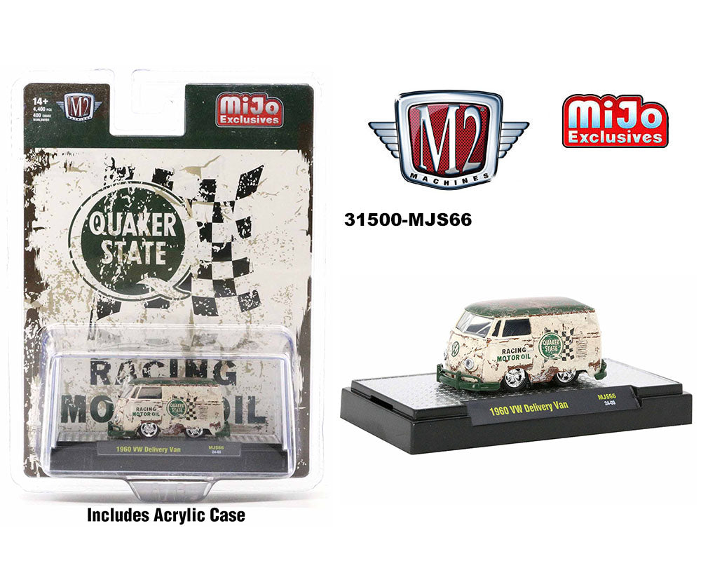 M2 Machines 1:64 1960 Volkswagen Delivery Van QUAKER STATE Weathered Limited 4,800 Pieces – Mijo Exclusives