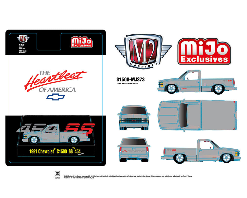 M2 Machines 1:64 1991 Chevrolet C1500 Ss 454 Pickup Truck Limited Edition – Silver – Mijo Exclusives