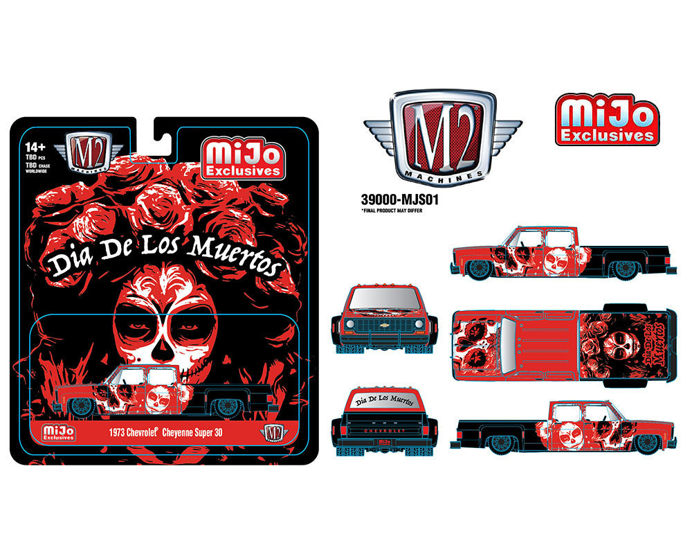 M2 Machines 1:64 1973 Chevrolet Cheyenne Super 30 “Dia De Los Muertos ” 2023 – Mijo Exclusives Limited Edition