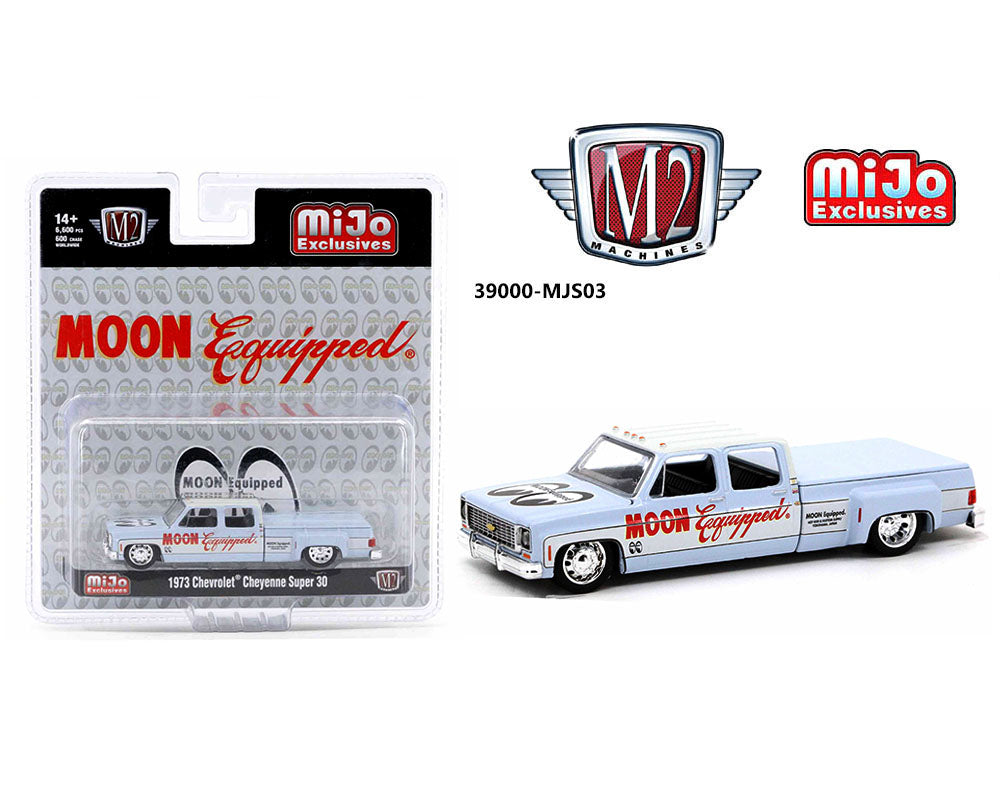 M2 Machines 1:64 1973 Chevrolet Cheyenne Super 30 Mooneyes Equipped – Light Blue – Mijo Exclusives Limited Edition