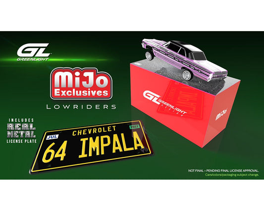 (Preorder) Greenlight 1:64 Lowriders 1963 Chevrolet Impala SS w/ Mini Metal License Plate – Candy Purple – Mijo Exclusives