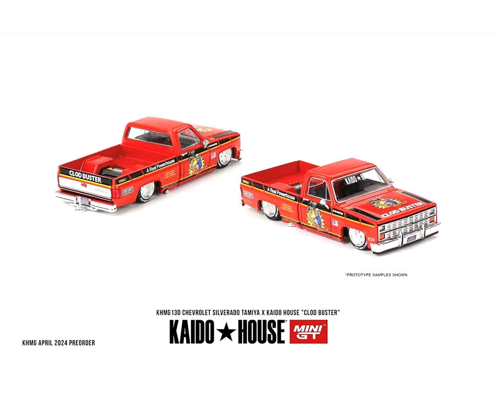 Kaido House x Mini GT 1:64 Chevrolet Silverado Tamiya x Kaido House “CLOD BUSTER” – Orange