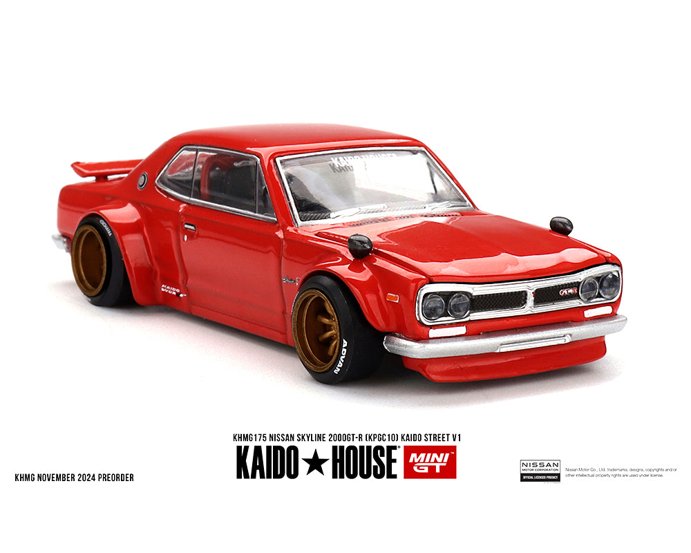 Kaido House x Mini GT 1:64 Nissan Skyline 2000GT-R (KPGC10) Kaido Street V1- Red