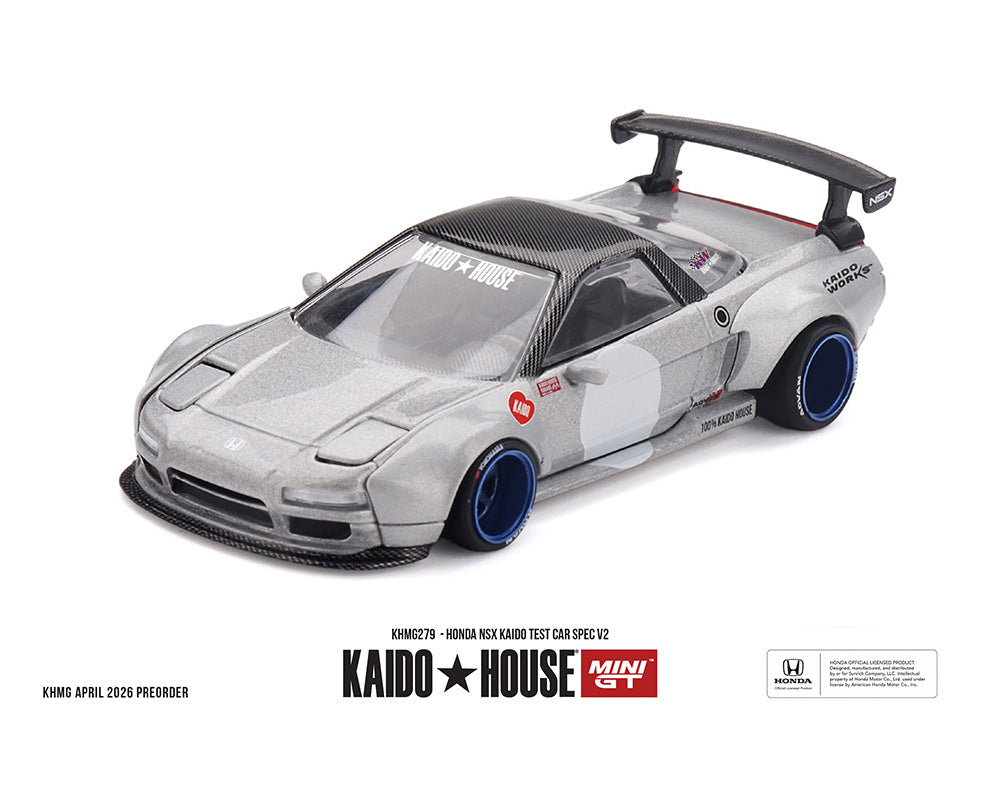 (Preorder) Kaido House x Mini GT Honda NSX Kaido Test Car Spec V2 – Silver w/ Carbon