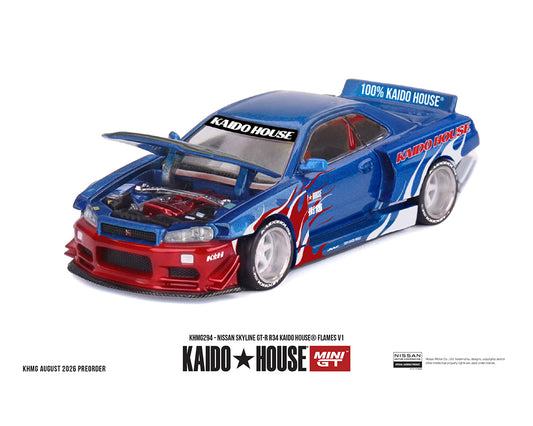 (Preorder) Kaido House x Mini GT 1:64 Nissan Skyline GT-R R34 Kaido House Flames V1