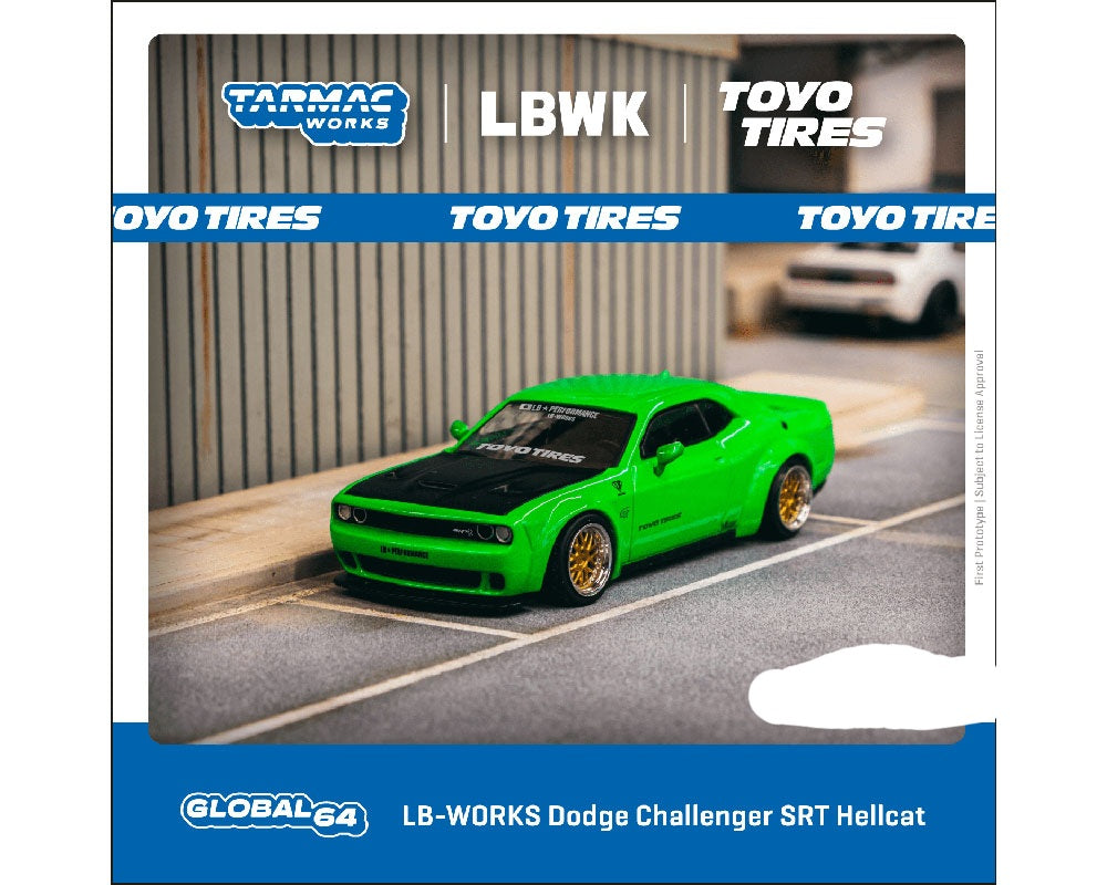 Tarmac Works 1:64 LB-WORKS Dodge Challenger SRT Hellcat- Green Metallic – Global64