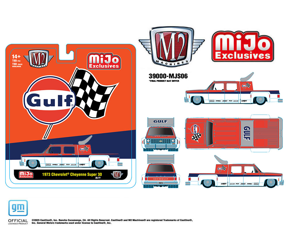 (Preorder) M2 Machines 1:64 1973 Chevrolet Cheyenne Super 30 GULF Racing – MiJo Exclusives Limited Edition