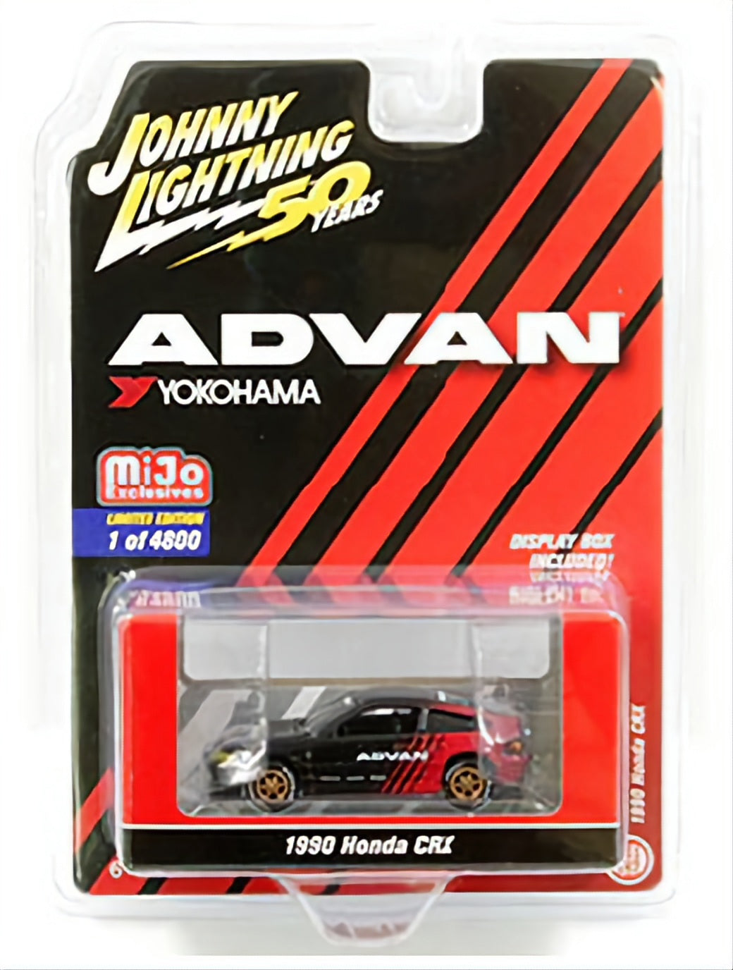 Johnny Lightning 1:64 50th Anniversary – Advan Yokohama – 1990 Honda CRX (Black/Red) – MiJo Exclusives