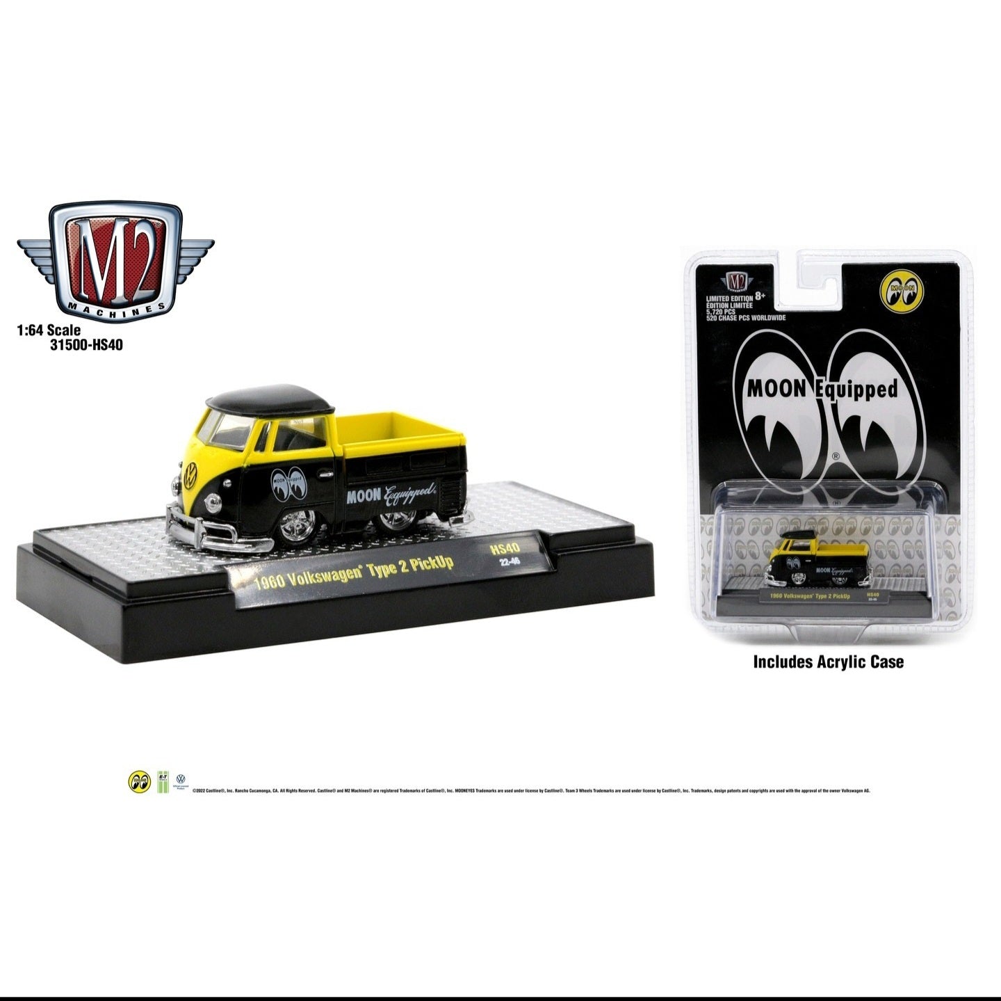 M2 Machines 1:64 Hobby Exclusives 1960 Volkswagen Single Cab Pickup Mooneye’s