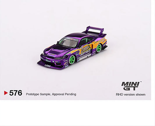 Mini GT 1:64 Nissan S15 SILVIA LB-Super Silhouette #555 2022 Formula Drift Japan – Chrome Purple – Mijo Exclusives