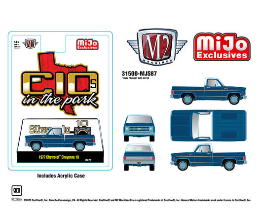 (Preorder) M2 Machines 1:64 1977 Chevrolet Cheyenne 10 – Blue – C10s In The Park – MiJo Exclusives Limited Edition