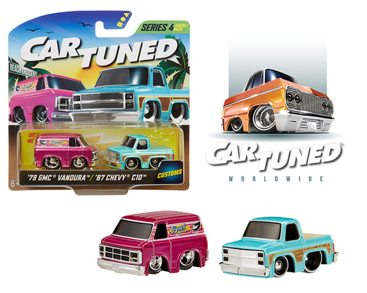 (Preorder) Car Tuned 1:64 2-Pack Series 4 Beach Cruisers – 1979 GMC Vandura & 1987 Chevrolet C10 Pickup