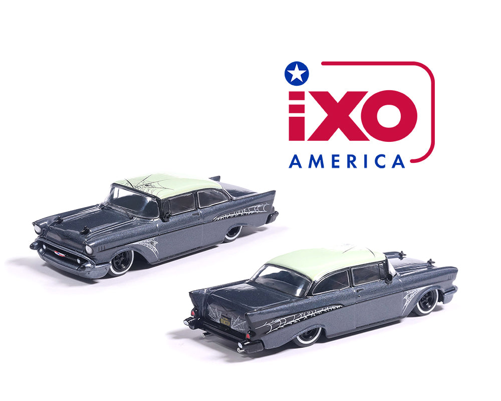 (Preorder) IXO Model 1:64 1957 Chevrolet Bel Air Custom Rod Halloween – Grey – Limited Edition
