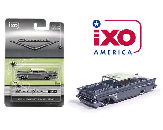 (Preorder) IXO Model 1:64 1957 Chevrolet Bel Air Custom Rod Halloween – Grey – Limited Edition