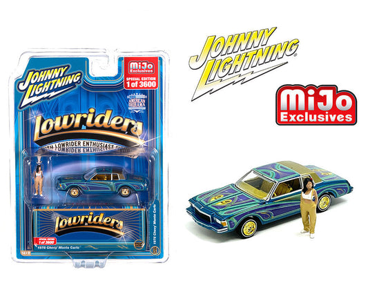 Johnny Lightning 1:64 Lowriders 1978 Chevrolet Monte Carlo with American Diorama Figure Limited 3,600 Pieces – Mijo Exclusive
