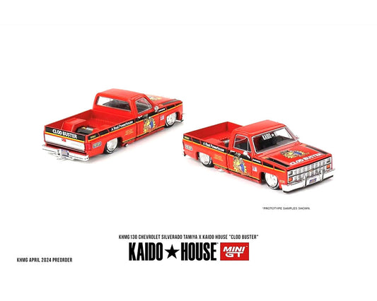 (Preorder) Kaido House x Mini GT 1:64 Chevrolet Silverado Tamiya x Kaido House “CLOD BUSTER” – Orange
