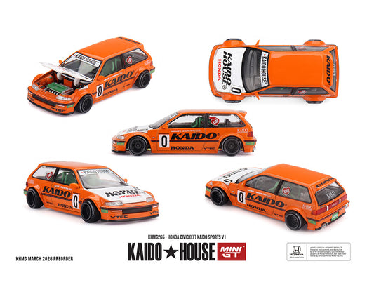 (Preorder) Kaido House x Mini GT 1:64 Honda Civic (EF) Kaido Sports V1 – Orange – Limited Edition