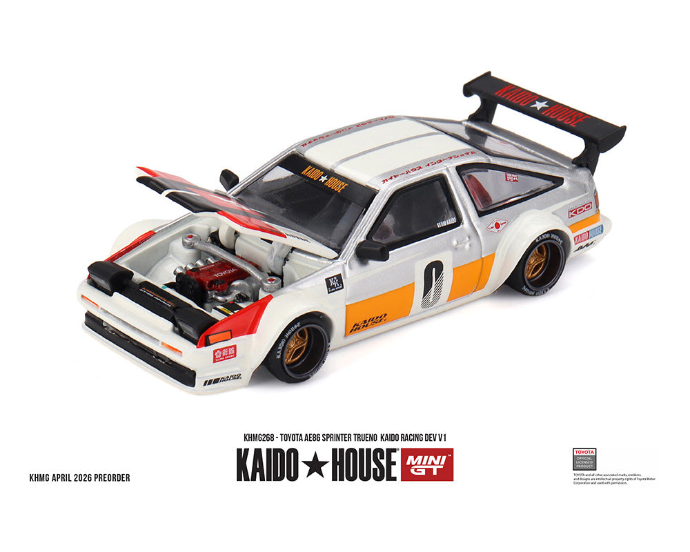 (Preorder) Kaido House x Mini GT Toyota AE86 Sprinter Trueno Kaido Racing Dev V1 – White