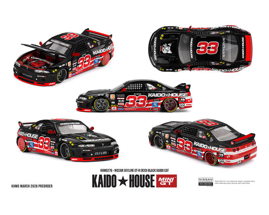 (Preorder) Kaido House x Mini GT 1:64 Nissan Skyline GT-R (R33) Black Kaido Cat – Limited Edition