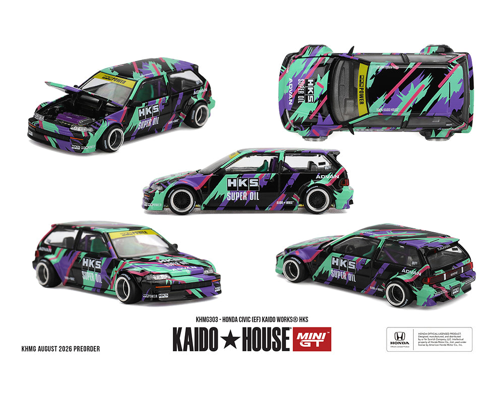 (Preorder) Kaido House x Mini GT 1:64 Honda Civic (EF) Kaido Works HKS