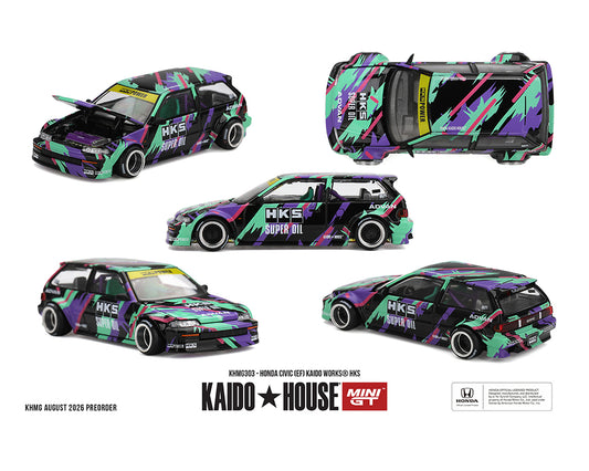 (Preorder) Kaido House x Mini GT 1:64 Honda Civic (EF) Kaido Works HKS
