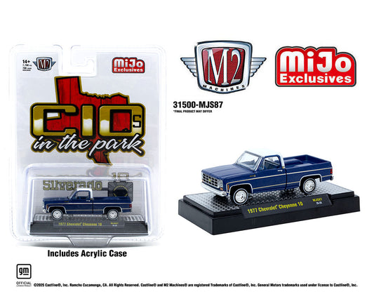 M2 Machines 1:64 1977 Chevrolet Cheyenne 10 – Blue – C10s In The Park – MiJo Exclusives Limited Edition