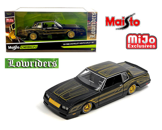 Maisto 1:24 1986 Chevrolet Monte Carlo Lowrider – Black – Design Lowriders – Mijo Exclusives