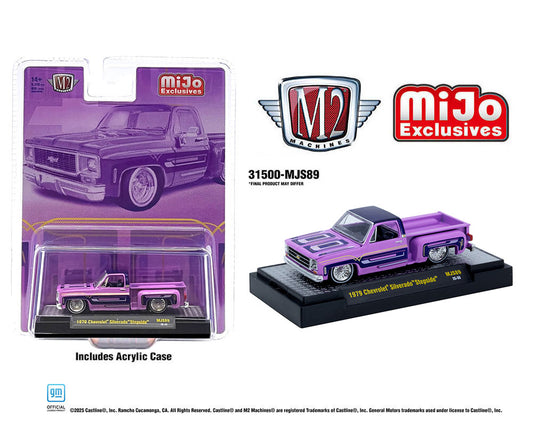 M2 Machines 1:64 1978 Chevrolet Silverado Stepside Lowriders – Purple – MiJo Exclusives Limited Edition