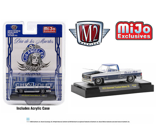 M2 Machines 1:64 Mijo Exclusives 1973 Chevrolet Custom Deluxe 10 Truck ” Dias De Los Muertos ” 2022 Limited Edition