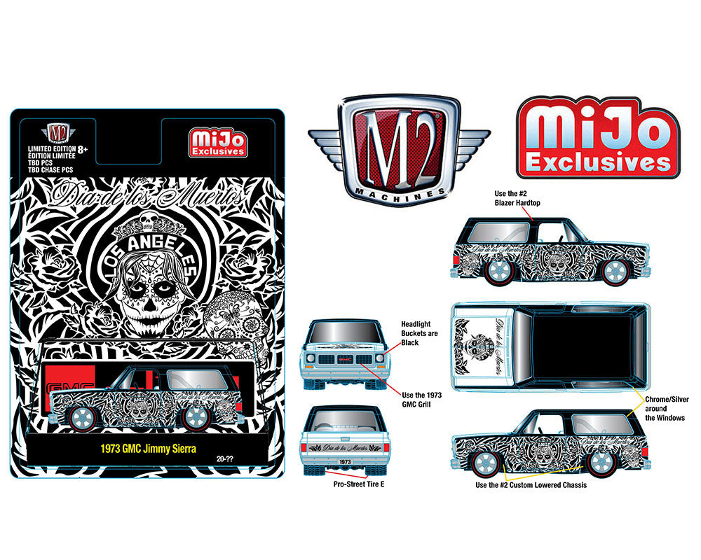M2 Machines 1:64 Mijo Exclusives 1973 Chevrolet GMC Jimmy Sierra ” Dias De Los Muertos ” 2022 Limited Edition