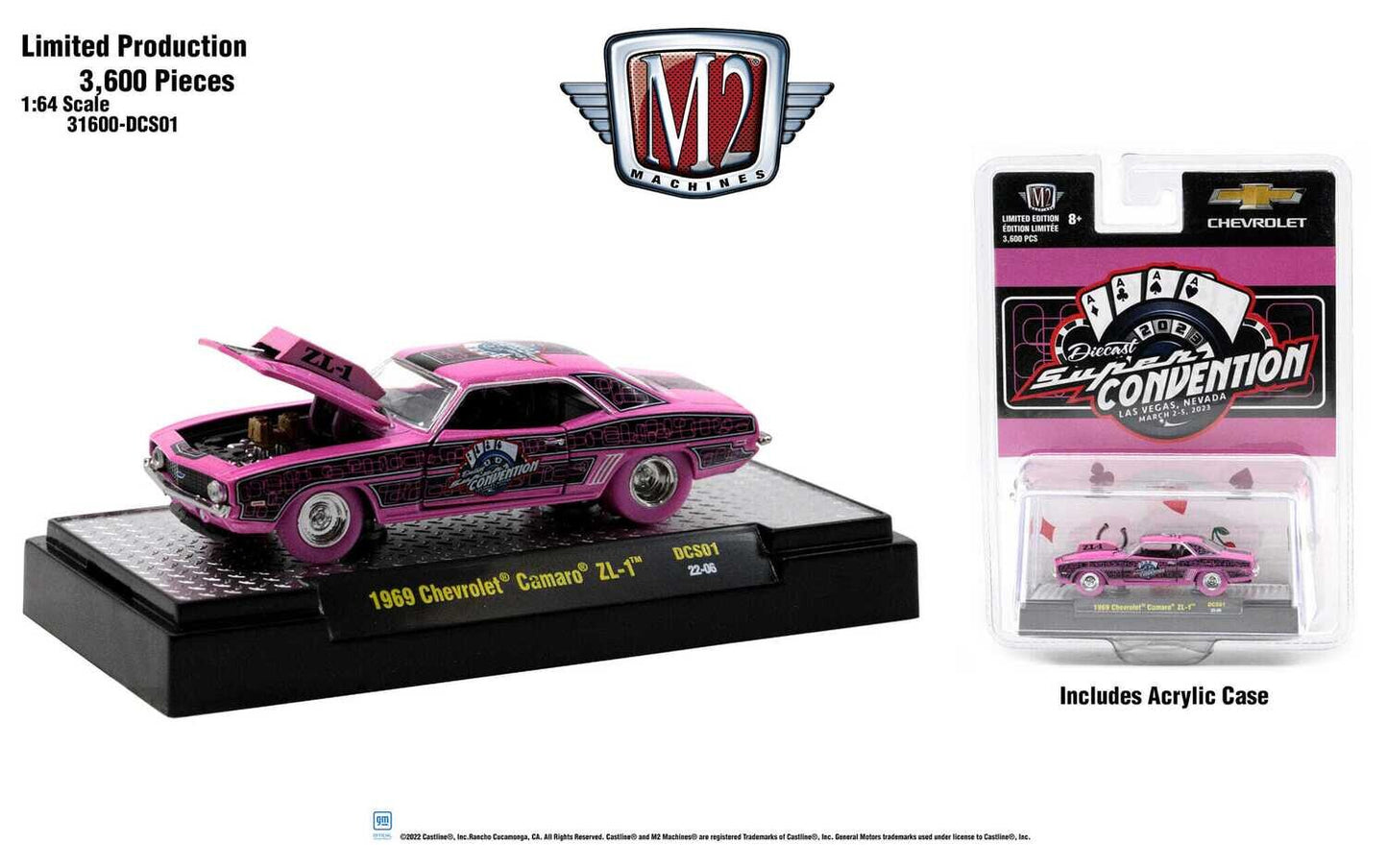 M2 Machines 1:64 Supercon 2023 Exclusive 1969 Chevrolet Camaro Finale Car Limited Edition 3,600 Pcs