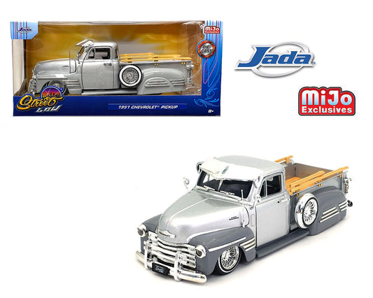 Jada 1:24 1951 Chevrolet Pickup Lowrider (Two-Tone Silver With Grey) – Street Low – MiJo Exclusives Limited Edition