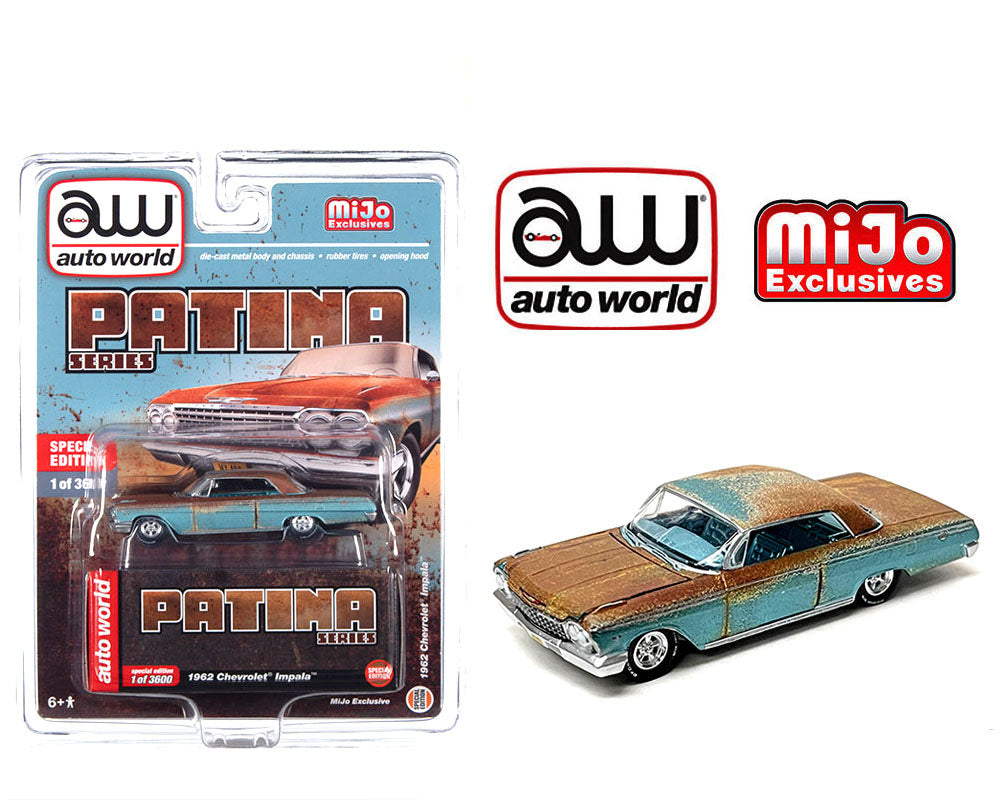 Auto World 1:64 Mijo Exclusives 1962 Chevy Impala Hard Top Patina Rust Limited 3,600 Pieces