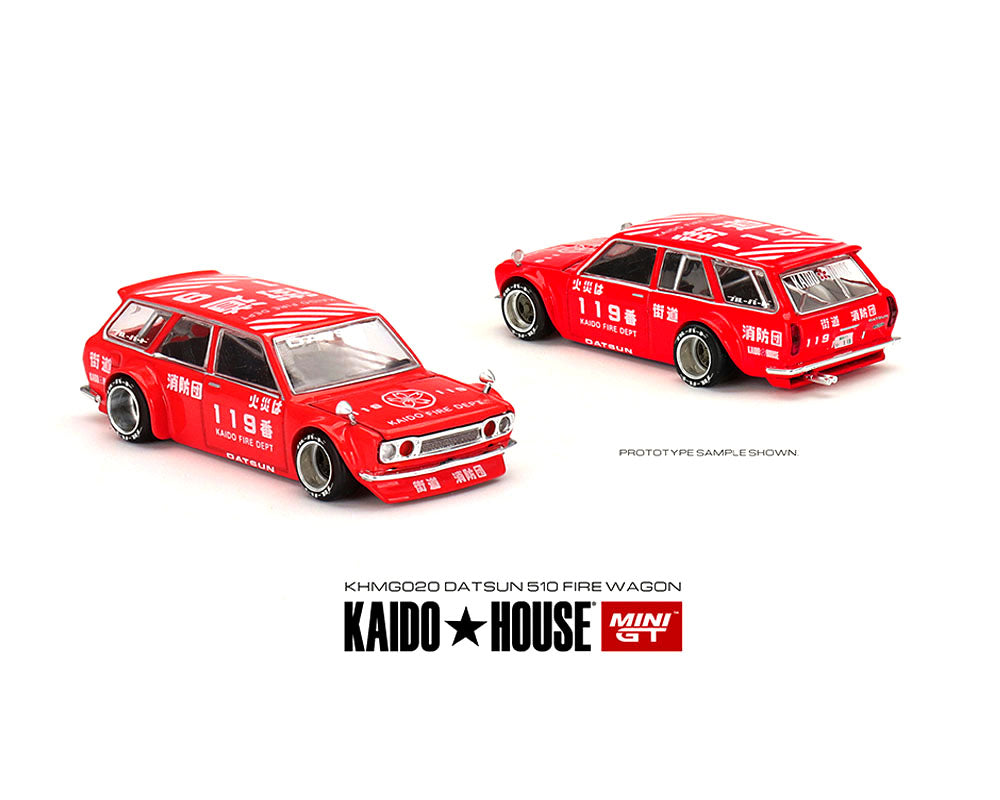 Kaido House x Mini GT 1:64 Datsun Kaido 510 Wagon Fire Version 1 (Red) Limited Edition